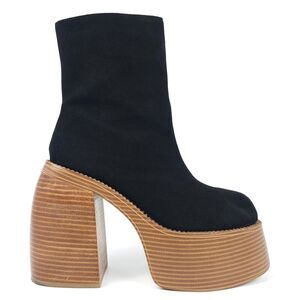 URBAN OUTFITTERS Anna Platform Gogo Boots Black Suede Leather 90s Boho Grunge 9